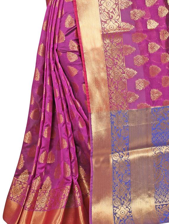 zari motifs banarasi saree with blouse - 15504104 - Standard Image - 2