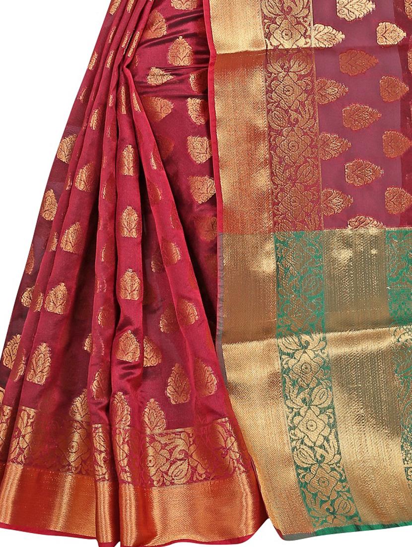 zari motifs banarasi saree with blouse - 15504105 - Standard Image - 2