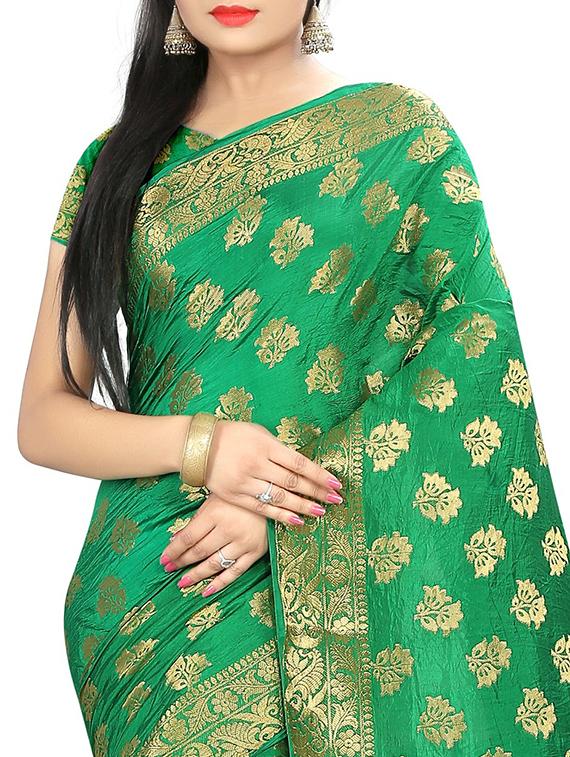 zari jacquard banarasi saree with blouse - 15504140 - Standard Image - 2