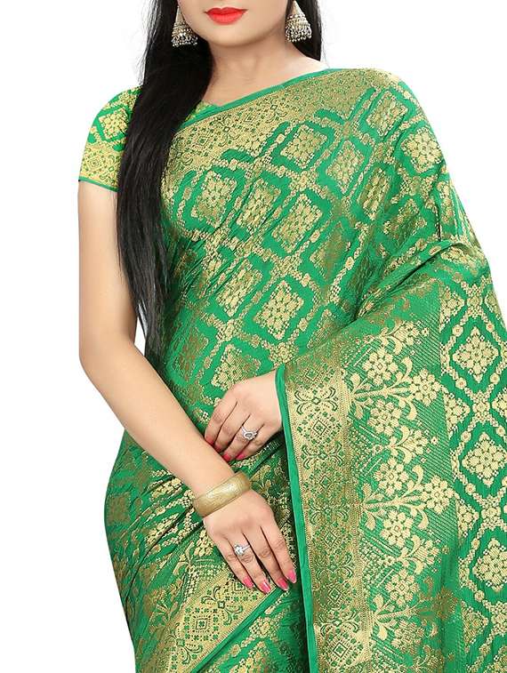 zari motif banarasi saree with unstiched blouse with blouse - 15504142 - Standard Image - 2