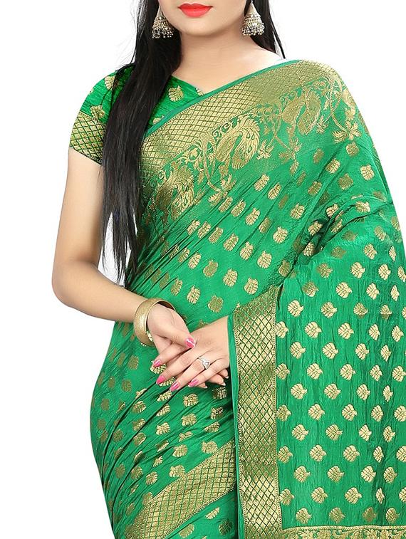 zari motif banarasi saree with blouse - 15504148 - Standard Image - 2