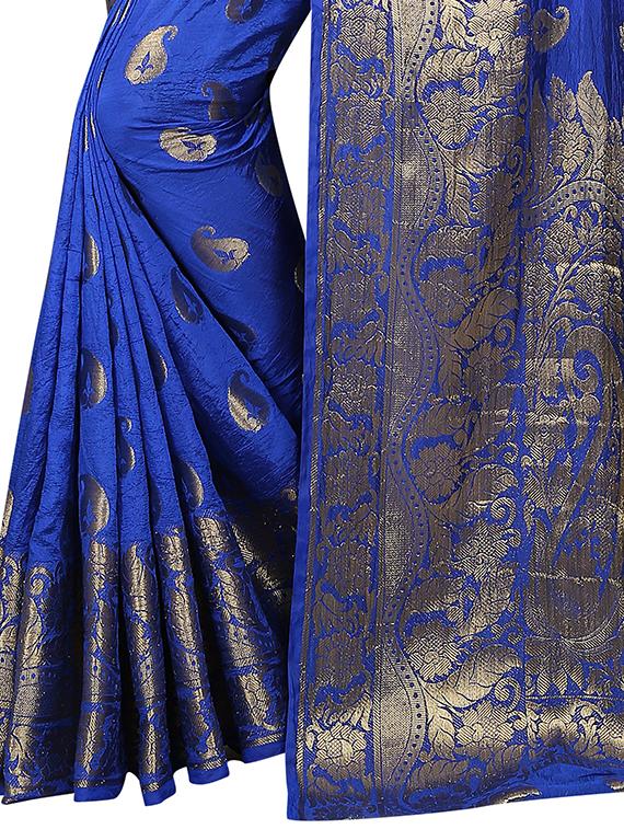 zari motif banarasi saree with blouse - 15504149 - Standard Image - 2