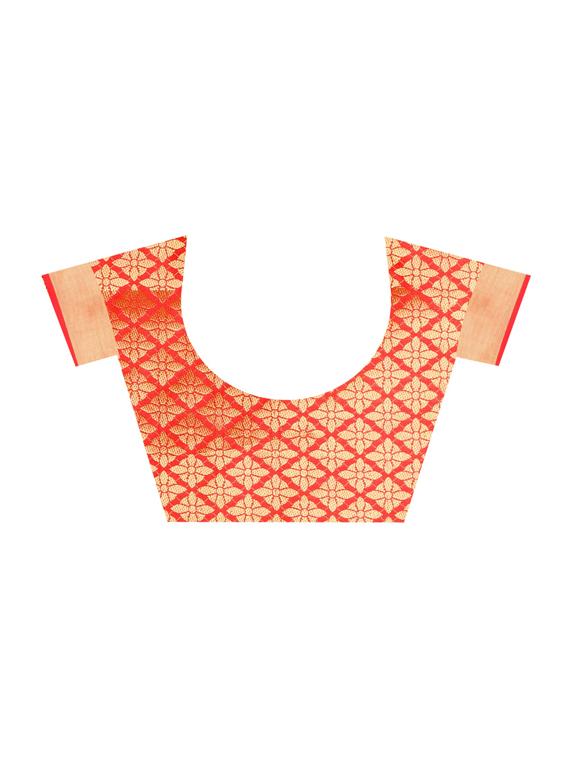 zari motif banarasi saree with blouse - 15504156 - Standard Image - 2