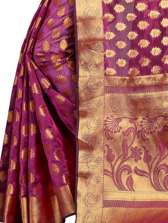 ethnic zari motifs banarasi saree with blouse - 15504180 - Standard Image - 2