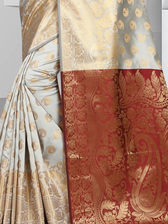 zari weave banarsi saree with blouse - 15504193 - Standard Image - 2