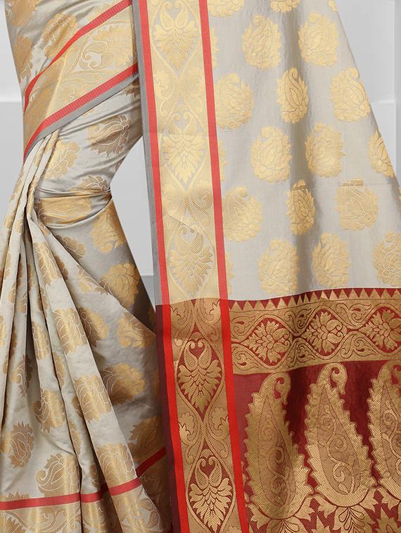zari weave banarsi saree with blouse - 15504195 - Standard Image - 2