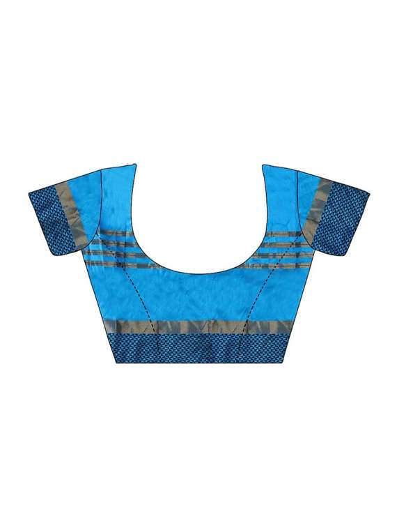 contrast bordered chanderi saree with blouse - 15504214 -  Standard Image - 2