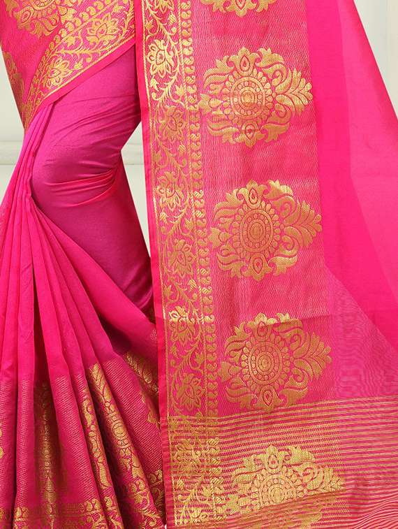 zari motif banarsi saree with blouse - 15504230 - Standard Image - 2