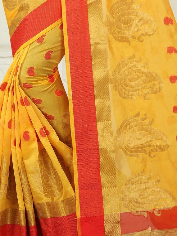 contrast border banarsi saree with blouse - 15504234 - Standard Image - 2