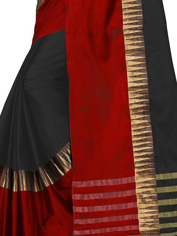 contrast border banarsi saree with blouse - 15504245 - Standard Image - 2