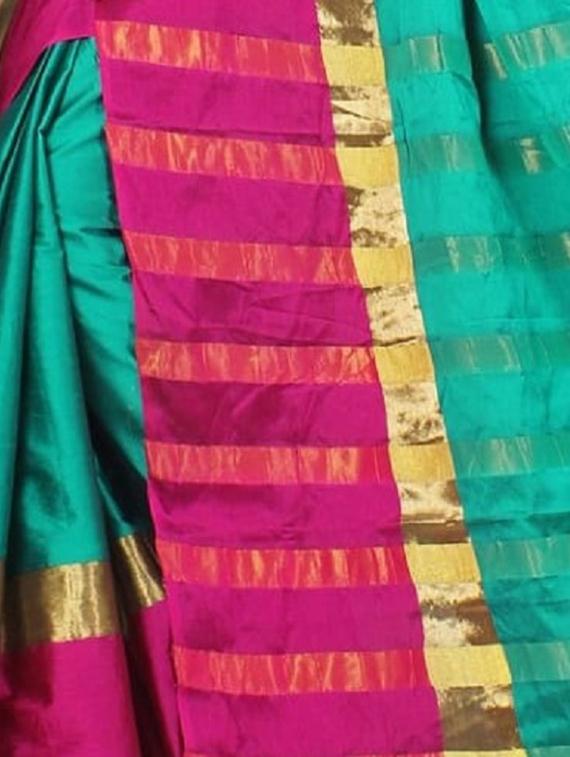 contrast bordered saree with blouse - 15504253 - Standard Image - 2
