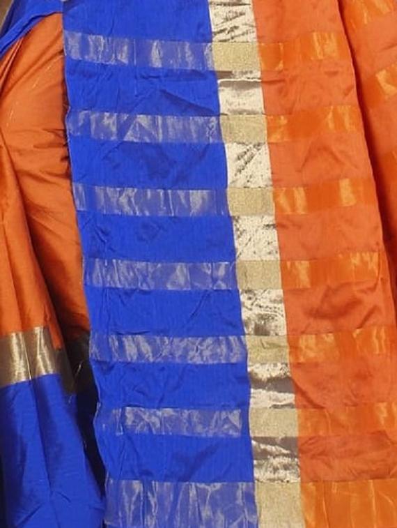 contrast bordered saree with blouse - 15504254 - Standard Image - 2