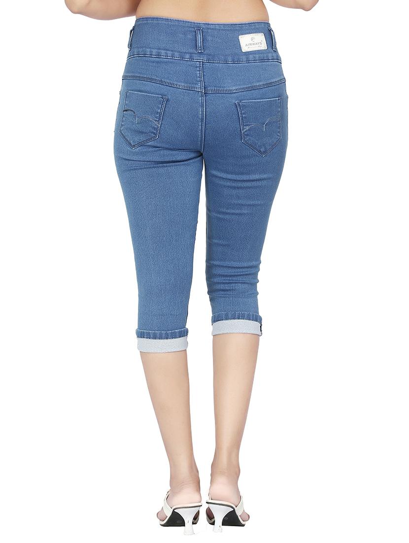 high waist denim capri - 15504498 - Standard Image - 2