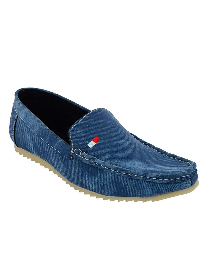 blue denim slip on loafers