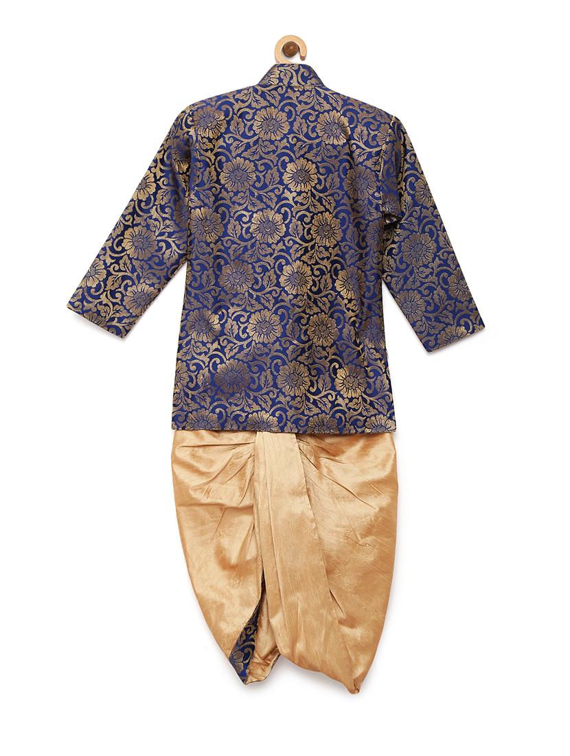 blue cotton blend dhoti kurta set - 15505455 - Standard Image - 2