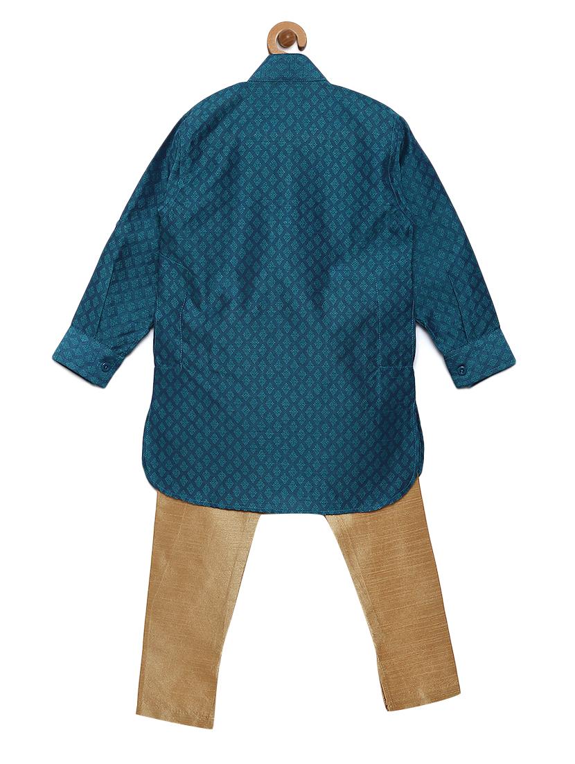 green cotton blend kurta set - 15505464 - Standard Image - 2