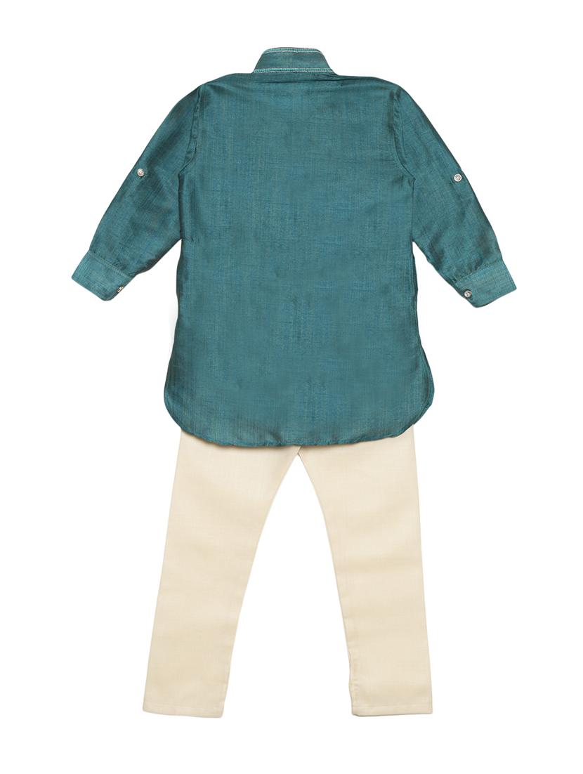 green cotton blend kurta set - 15505467 - Standard Image - 2