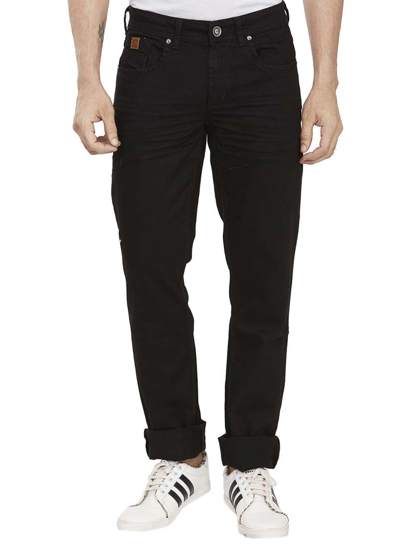 black cotton plain jeans