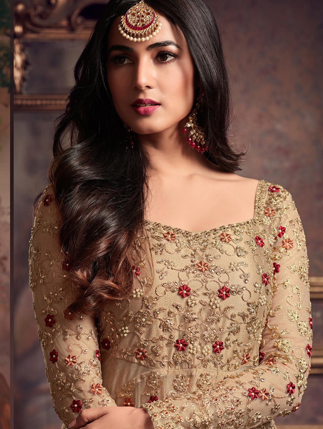 embroidered kalidar high-low layered suit set - 15505535 - Standard Image - 2