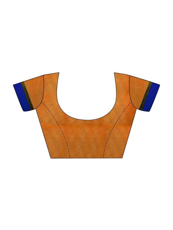 contrast bordered chanderi saree with blouse - 15505828 - Standard Image - 2