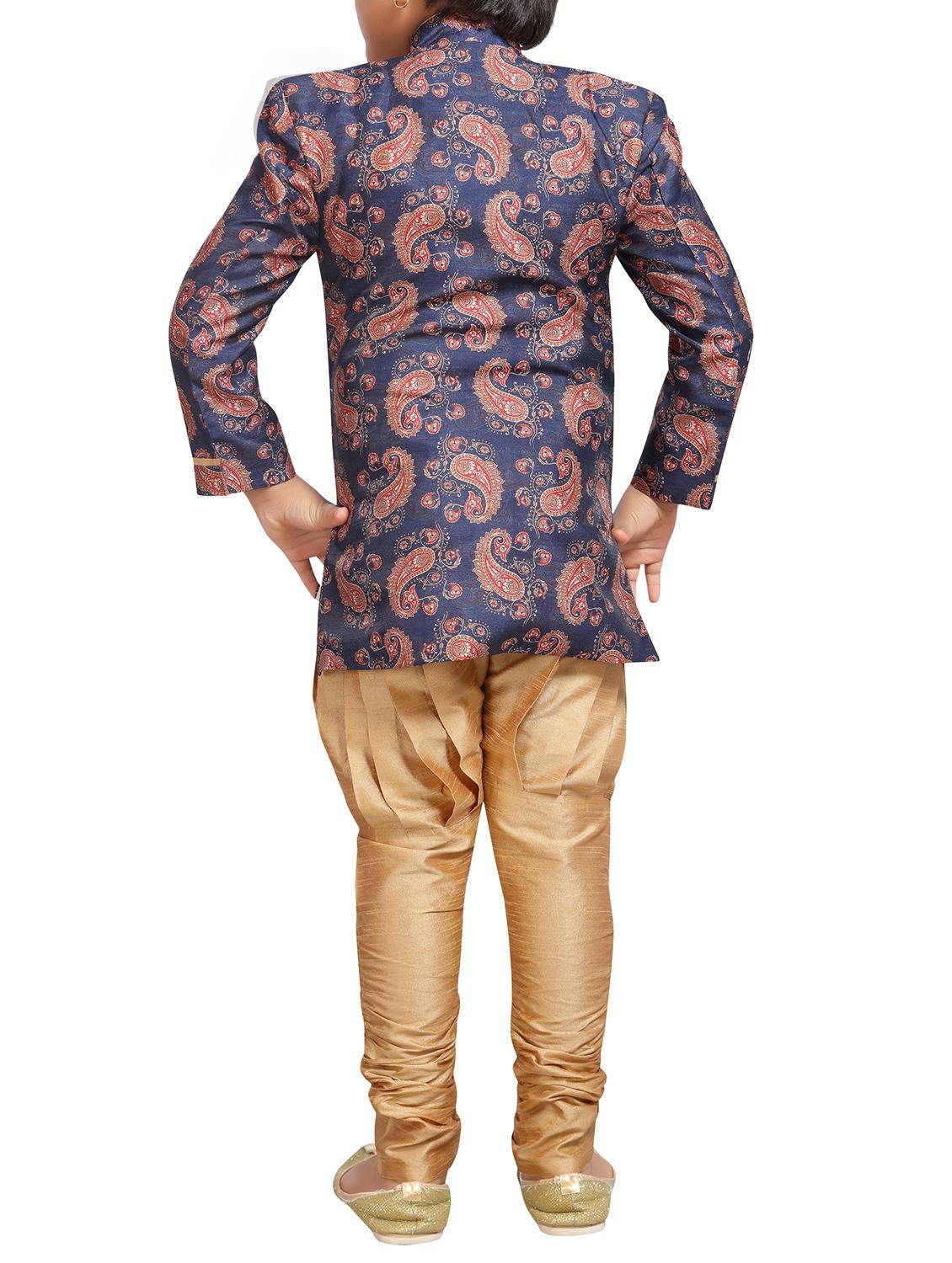 blue silk blend kurta set - 15506781 - Standard Image - 2