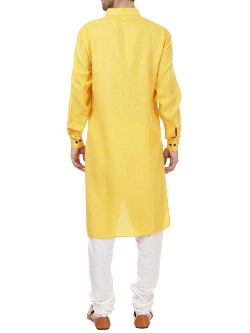 yellow solid asymmetric kurta - 15511887 - Standard Image - 2