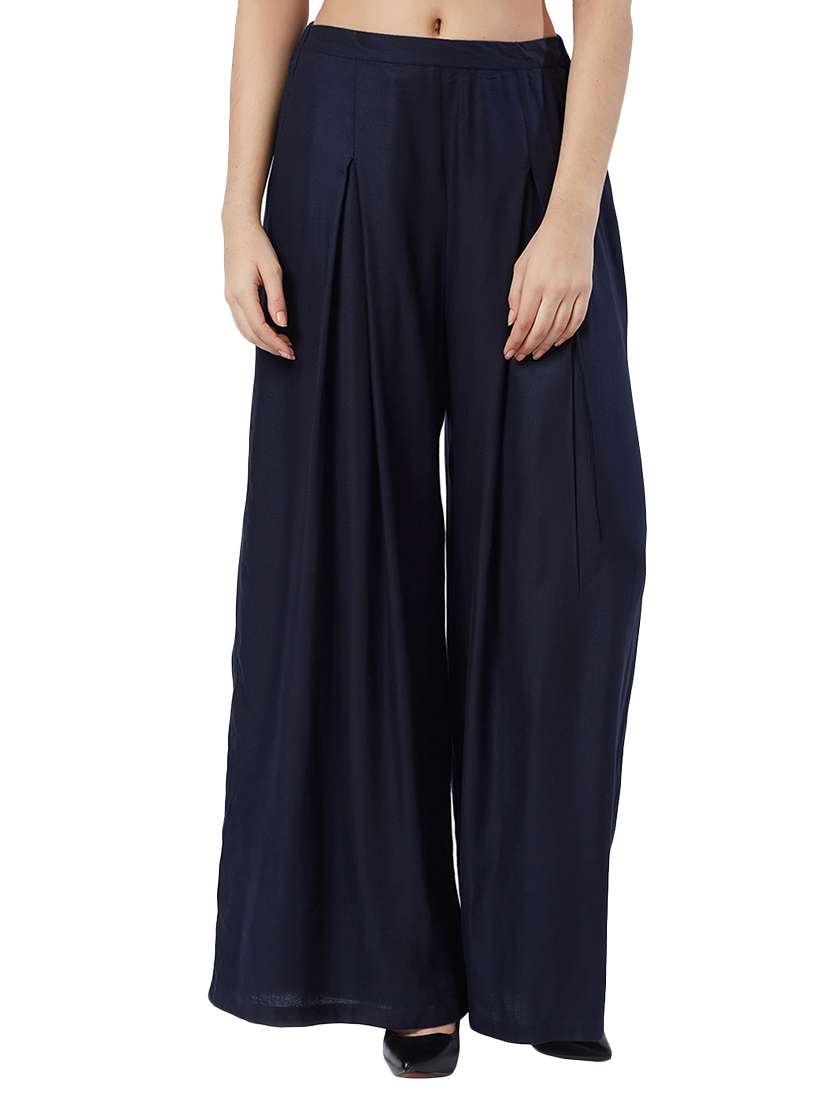 elasticated waist pleated palazzo