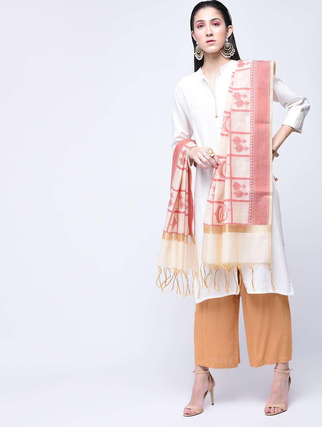 self-design jacquard dupatta