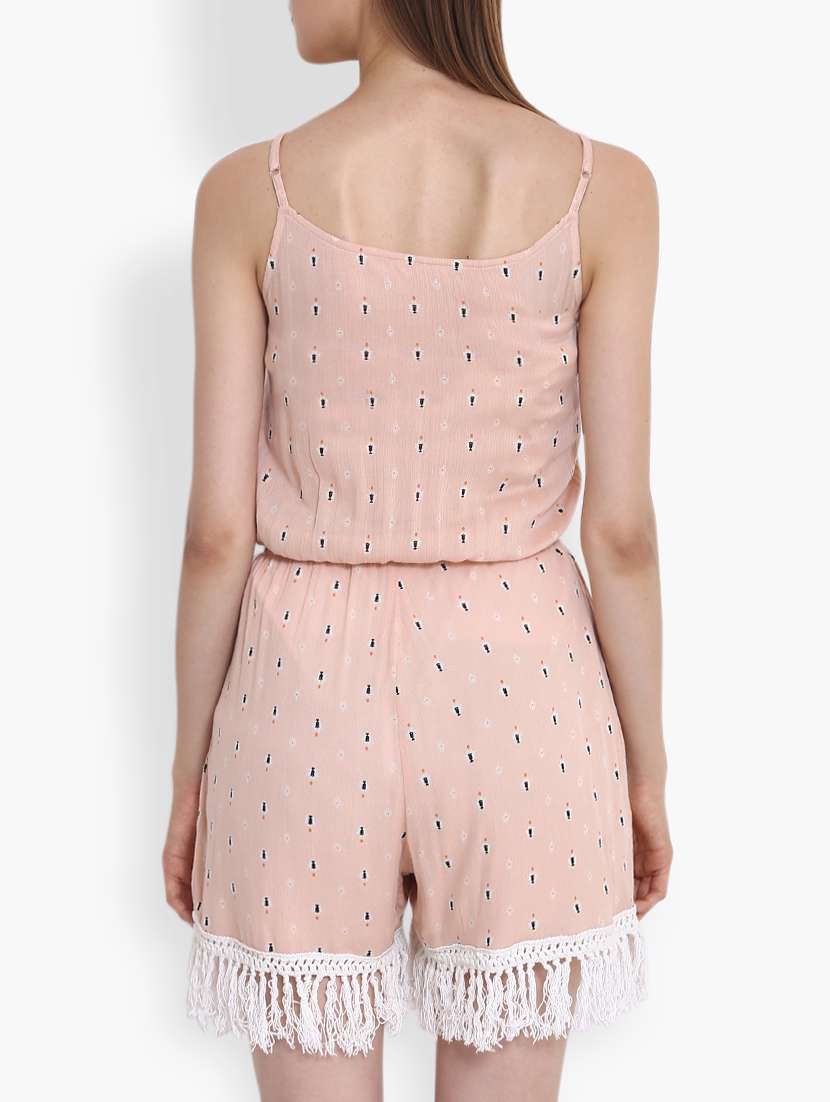 drawstring waist fringed lace romper - 15514961 -  Standard Image - 2