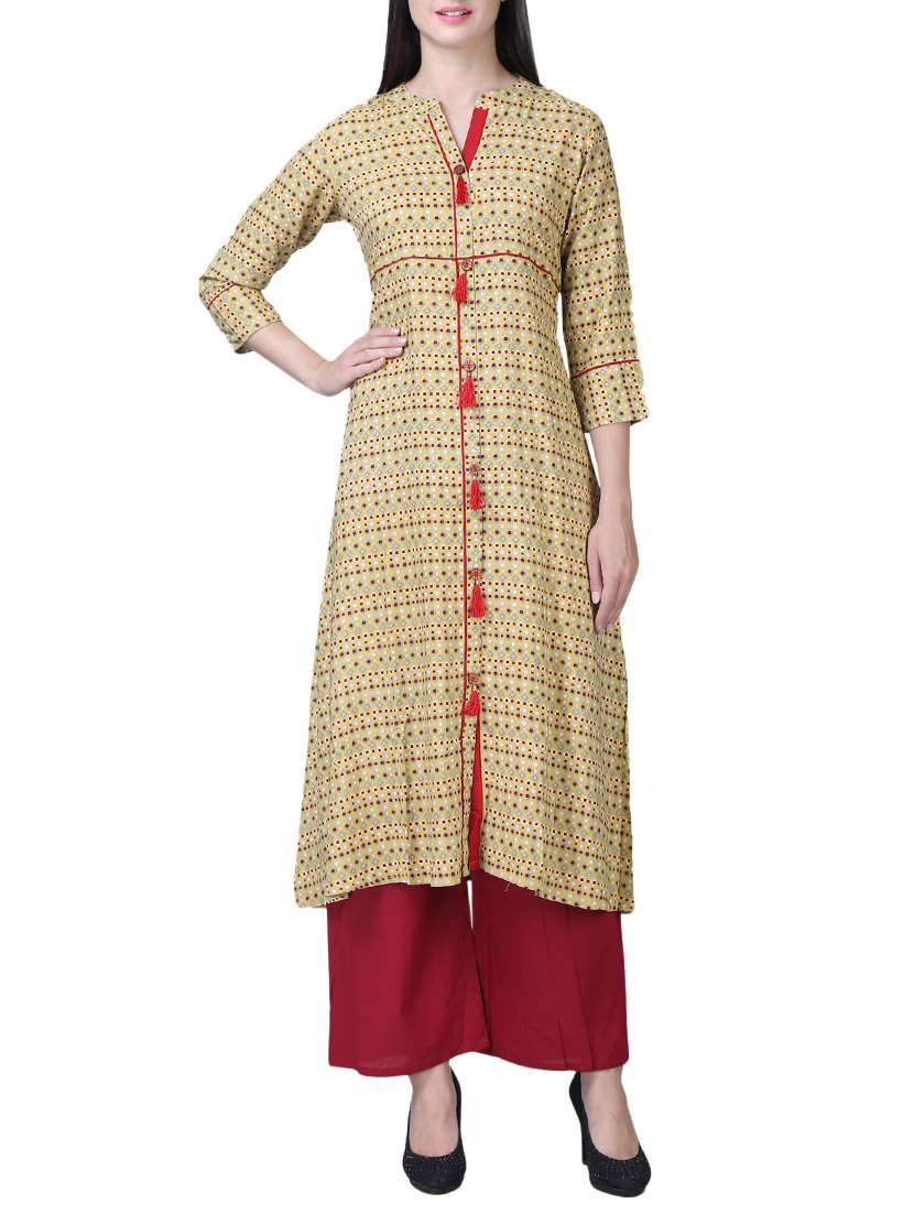 a-line kurta with tassels