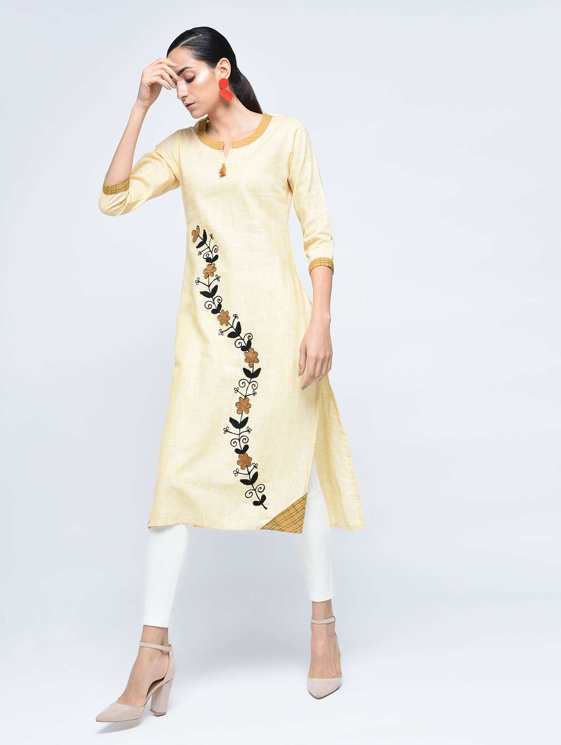 embroidered straight kurta