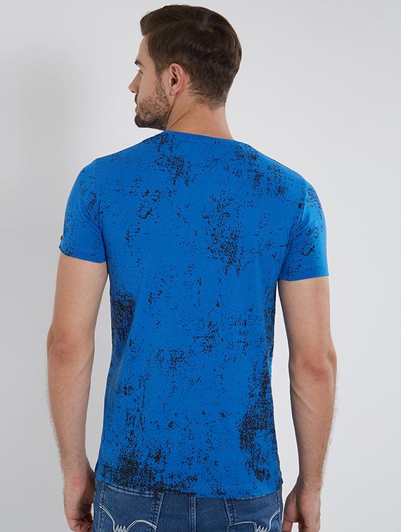 blue cotton all over print t-shirt - 15518998 - Standard Image - 2