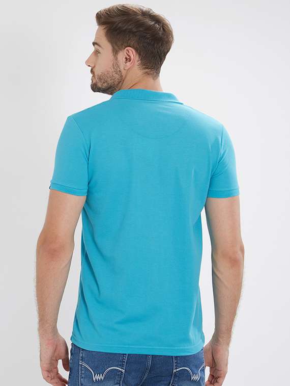 blue cotton collared t-shirt - 15519077 -  Standard Image - 2