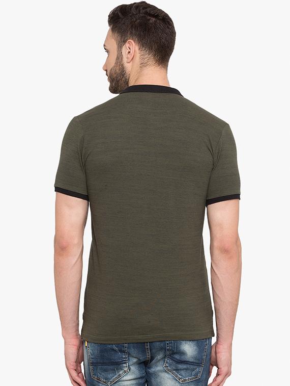 olive green cotton polo t-shirt - 15519128 - Standard Image - 2