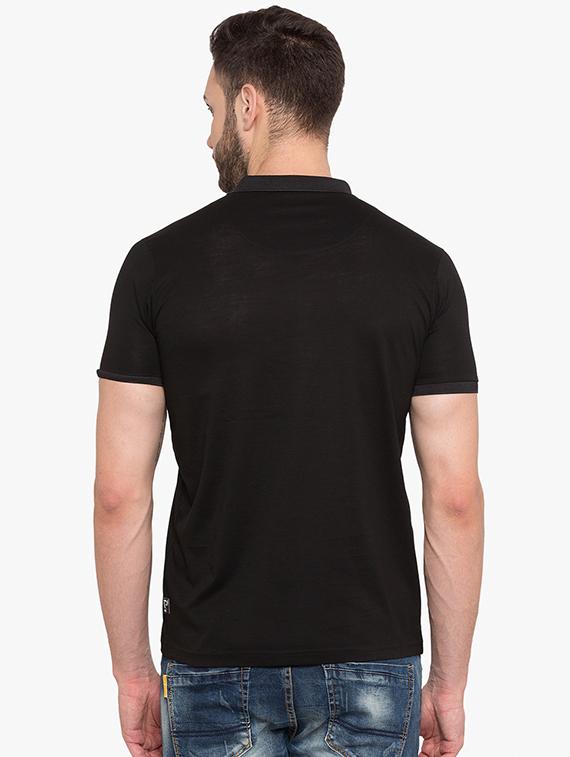 black cotton polo t-shirt - 15519137 - Standard Image - 2