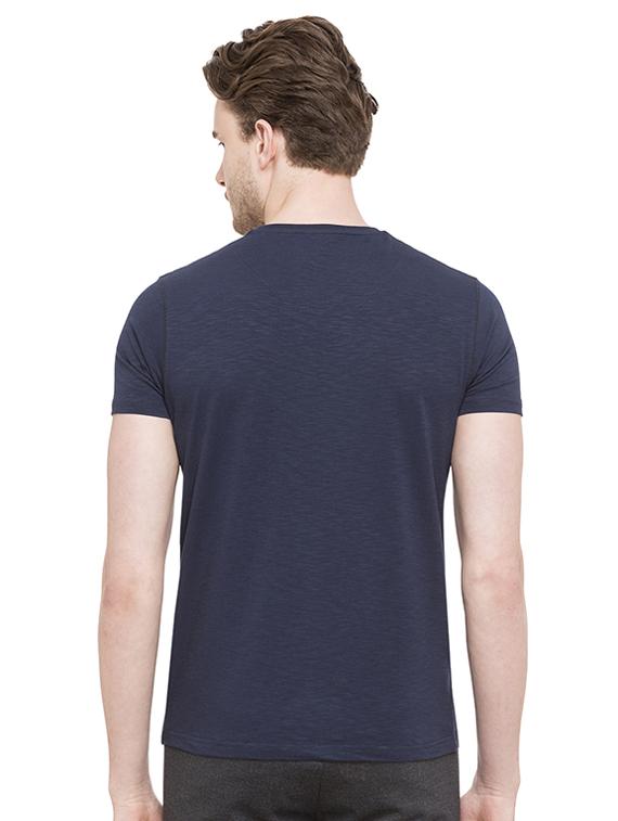 blue cotton chest print t-shirt - 15519156 - Standard Image - 2