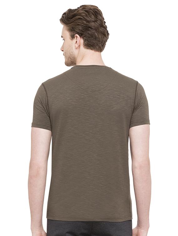 olive green cotton chest print t-shirt - 15519157 - Standard Image - 2