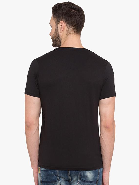 black cotton front print t-shirt - 15519165 - Standard Image - 2