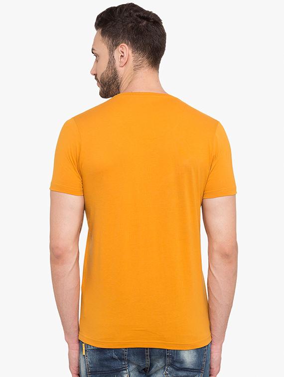yellow cotton front print t-shirt - 15519166 - Standard Image - 2