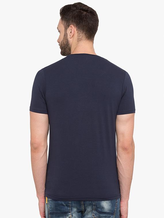 blue cotton chest print t-shirt - 15519178 - Standard Image - 2