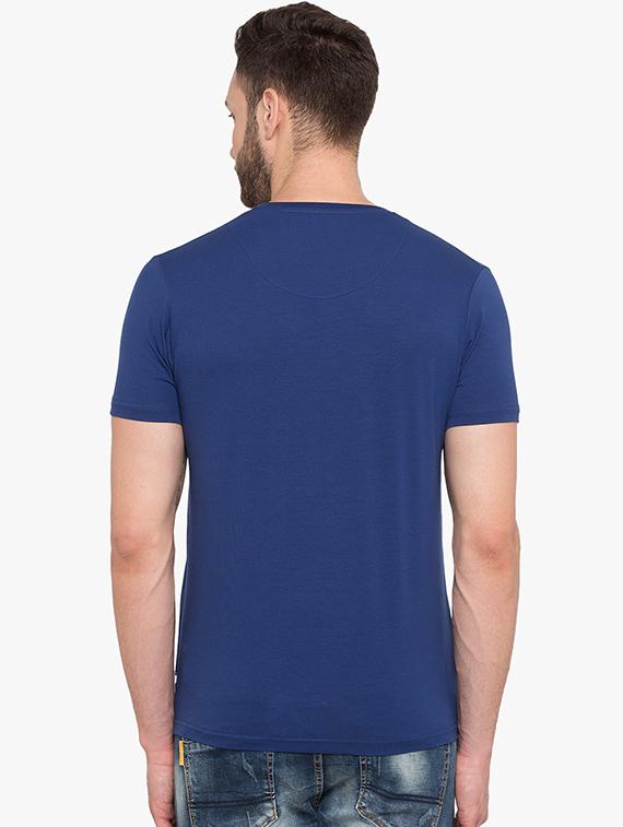 blue cotton chest print t-shirt - 15519189 - Standard Image - 2