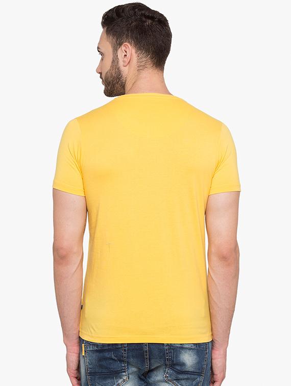 yellow cotton chest print t-shirt - 15519205 - Standard Image - 2