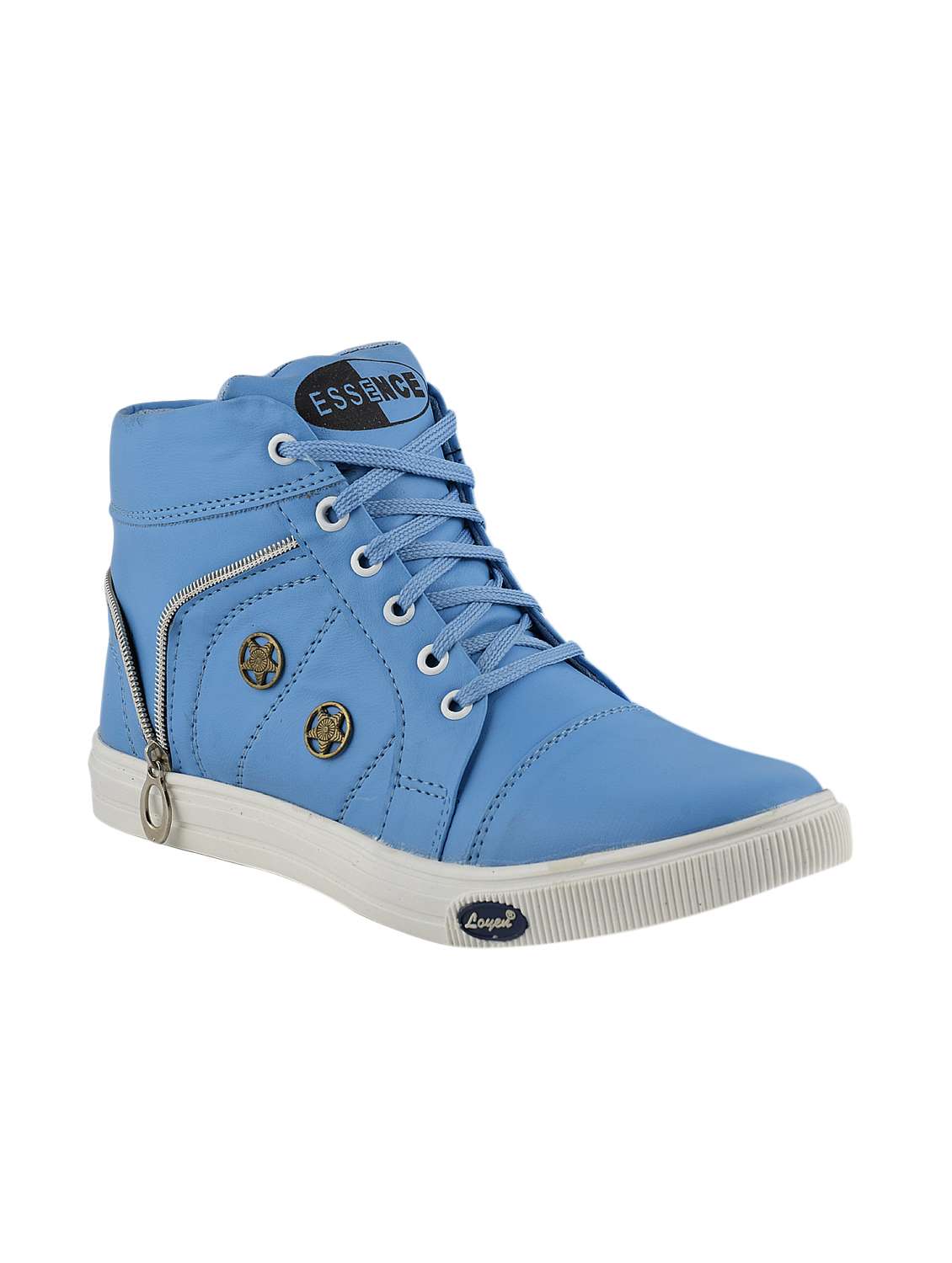 light blue synthetic lace up sneakers