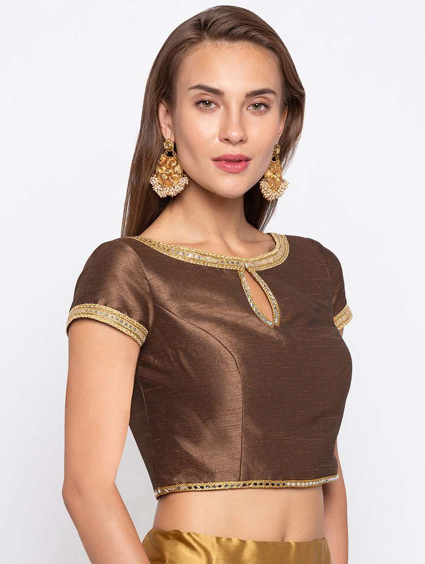 Metallic Solid With String Blouse