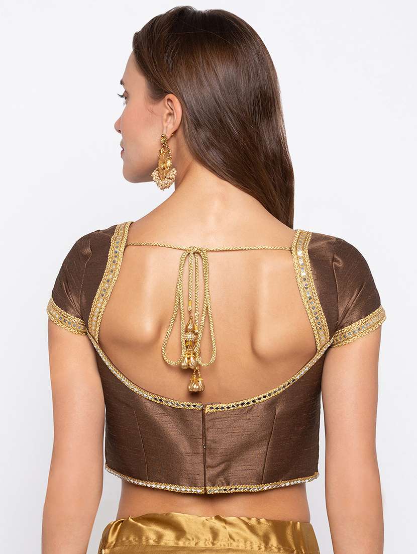 Metallic Solid With String Blouse
