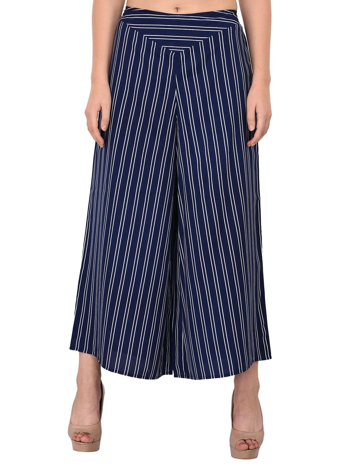 striped flared palazzo