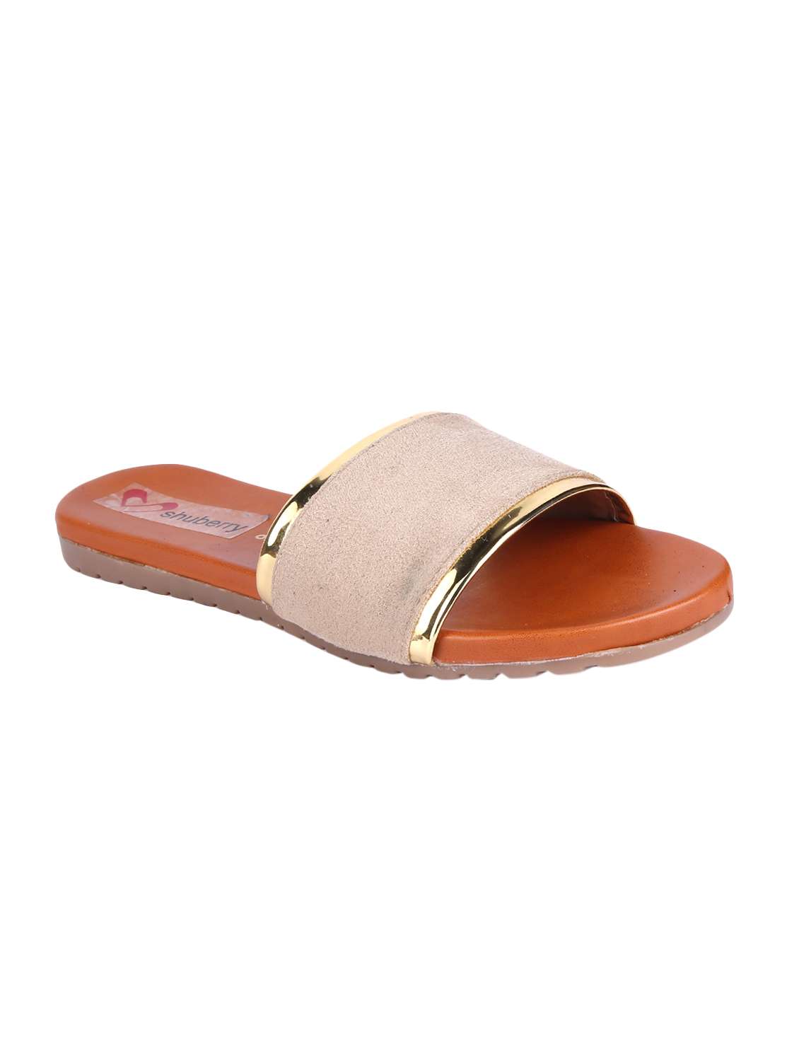 beige slip on sandals