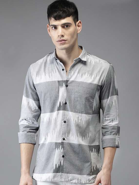 grey cotton casual shirt