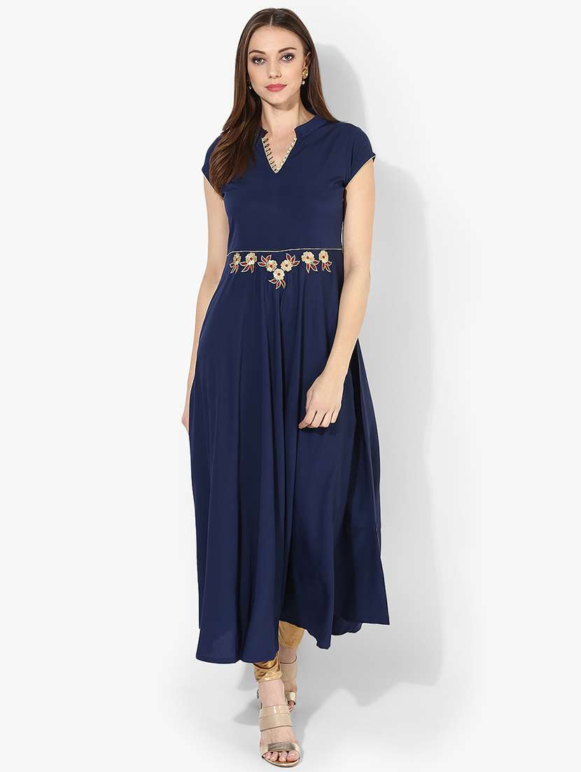 navy embroidered kurta