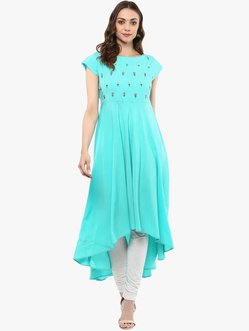 high low embroidered kurta